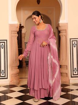 Ghoomar Jaipur - Onion Purple Kurta and Palazzos with Dupatta