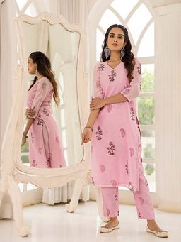 Ghoomar Jaipur - Pastal Pink Chanderi Kurta and Pant Set