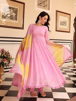 Ghoomar Jaipur - Sunehri Light Pink Kurta and Pant with Dupatta Suit Set