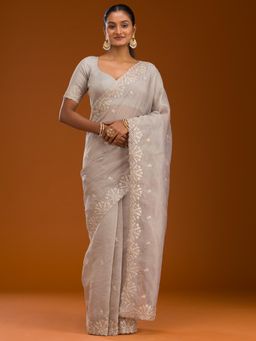 Koskii - Women Pitawork Tissue Saree With Unstitched Blouse