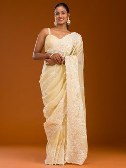 Koskii - Women Sequins Tissue Saree With Unstitched Blouse