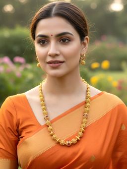 Karatcart - Traditional Red Beads Filigree Beads Gold-Plated Jewellery Set for Women