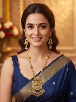 Karatcart - Traditional Temple Design Gold-Plated Rani Haar Jewellery Set for Women