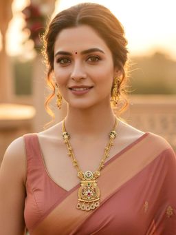 Karatcart - South Indian Temple Style Gold-Plated Rani Haar Jewellery Set for Women
