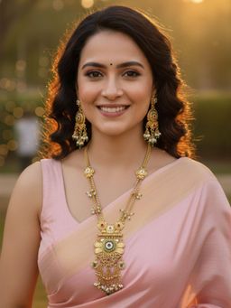 Karatcart - South Indian Temple Style Gold-Plated Floral Rani Haar Jewellery Set for Women