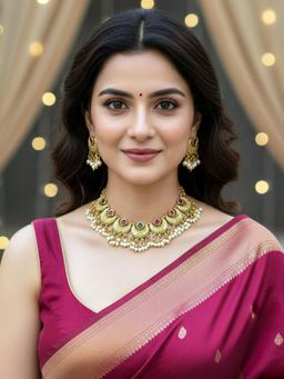 Karatcart - South Indian Temple Design Red Green Stone Gold-Plated Choker Jewellery Set for Women