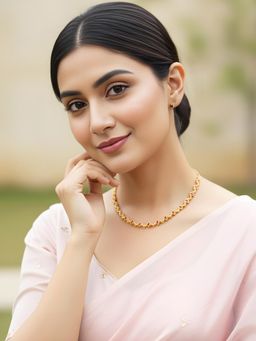 Karatcart - Designer Gold-Plated Ruby Oval Stone Lightweight Necklace Jewellery Set for Women