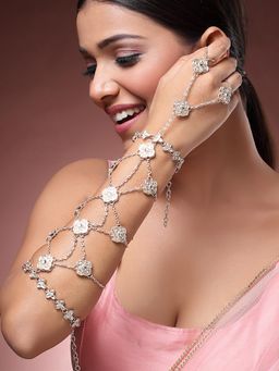 Karatcart - Gold Plated Kundan Long Hathphool for Women