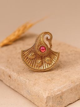 Karatcart - Gold Plated Red Stone Cocktail Ring for Women