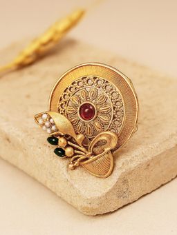 Karatcart - Gold Plated Floral Design Cocktail Ring for Women