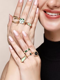 Karatcart - Bohey by Elegant Gold Plated 8 Rings Pack