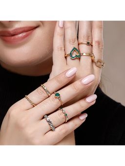 Karatcart - Bohey by Gold Plated 9 Rings Pack