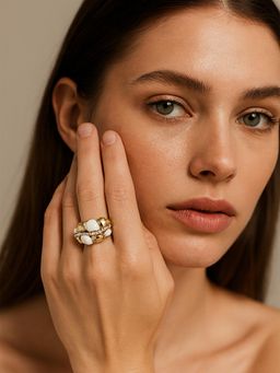 Karatcart - Bohey by Gold-Plated White Enamel American Diamond Women's Ring