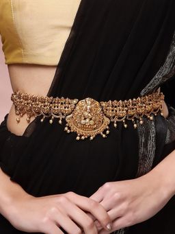 Karatcart - Gold Plated Ethnic Laxmi Mata South Indian Style Temple Kamarbandh for Women