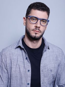 Intellilens - Unisex UV Protected Round Blue Cut Computer Glasses for Eye Protection Blue (52-18-140)