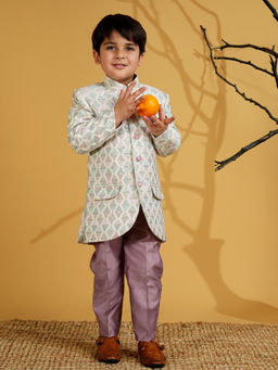 AJ Dezines - Purple Full Sleeves Embroidered Sherwani with Pyjama