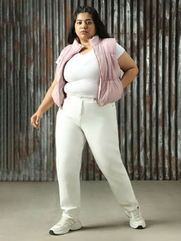 High Star - Women Plus Washed Mom Fit Cotton High Rise Jeans