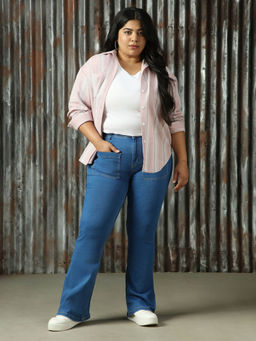 High Star - Freeform By Women Plus Solid Regular Fit Cotton High Rise Jeans