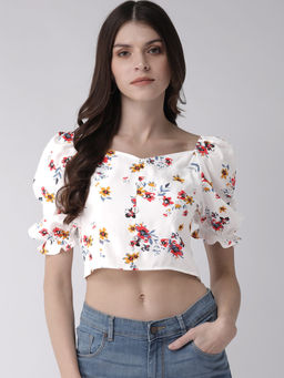 Twenty Dresses by Nykaa Fashion - White Pretty Enchanting In The Florals Crop Top