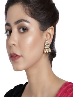 Accessher - Gold Plated Vilandi Kundan Stud Earrings For Women And Girls