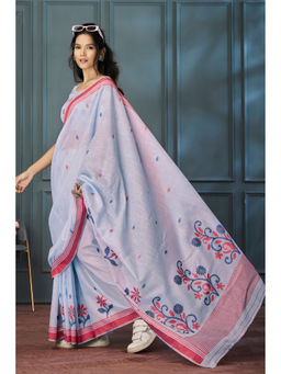 Mysilklove - Magnolia Purple Handloom Linen Saree with Unstitched Blouse