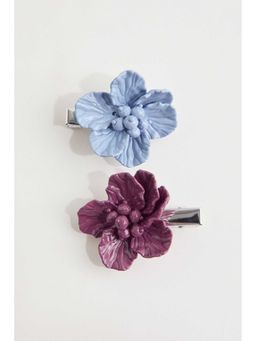 H&M - Women Blue 2-Pack Flower-Shaped Hair Clips