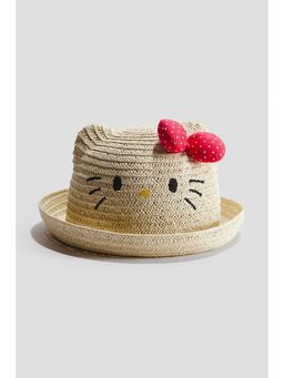 H&M - Girls Beige Appliqued Straw Hat