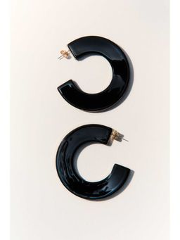 H&M - Women Black Chunky Hoop Earrings