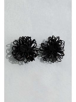H&M - Women Black Flower-Shaped Earrings