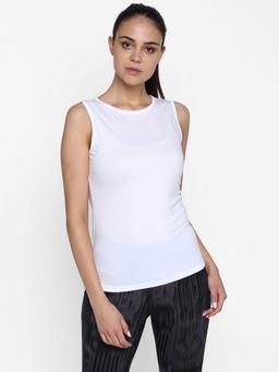 ap'pulse - Women White Pure Cotton Solid Round Neck T-Shirt
