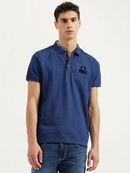United Colors of Benetton - Blue Solid Polo T-Shirt