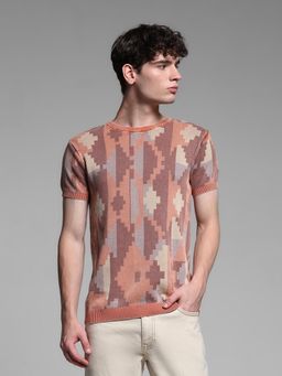 Jack & Jones - Brown Abstract T-Shirt
