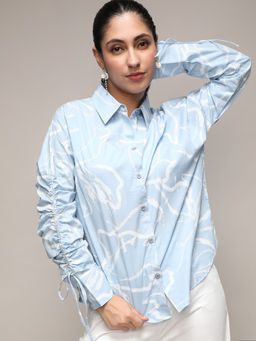 PINACOLADA - Womens Light Blue Faded Strokes Shirt