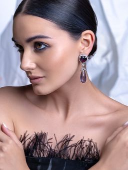 Curio Cottage - Amethyst Drop CZ Earrings Purple