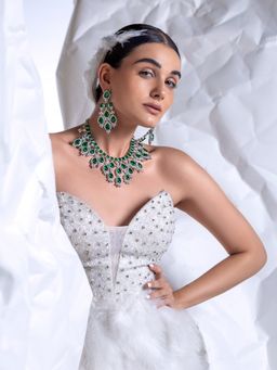 Curio Cottage - The Emerald Oasis Green CZ Necklace Set