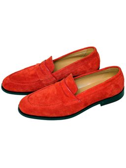 SHUTIQ - Crimson Red Rawhide Leather Loafers