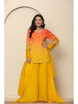 Do Dhaage - Yellow Bandhani Printed Short Kurta with Palazzo & Dupatta (Set of 3)