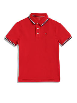 Tommy Hilfiger - Boys Red Solid Polo T-Shirt