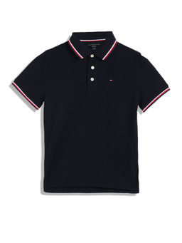 Tommy Hilfiger - Boys Navy Blue Solid Polo T-Shirt