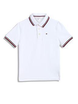 Tommy Hilfiger - Boys White Solid Polo T-Shirt