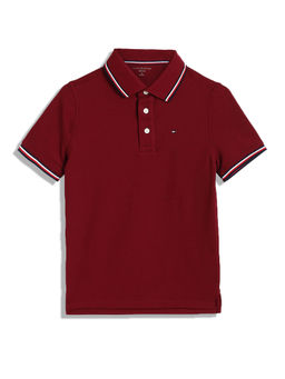 Tommy Hilfiger - Boys Maroon Solid Polo T-Shirt