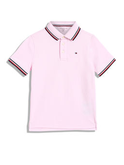Tommy Hilfiger - Boys Pink Solid Polo T-Shirt