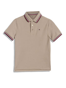 Tommy Hilfiger - Boys Khaki Solid Polo T-Shirt