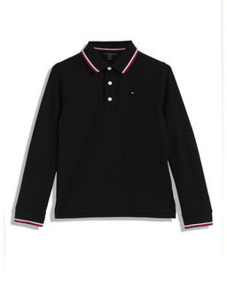 Tommy Hilfiger - Boys Black Solid Polo T-Shirt