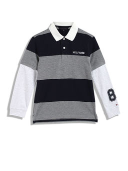Tommy Hilfiger - Boys Multi-Color Full Sleeves Colorblock Polo T-Shirt