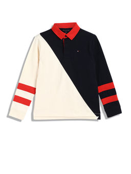 Tommy Hilfiger - Boys Multi-Color Full Sleeves Colorblock Polo T-Shirt