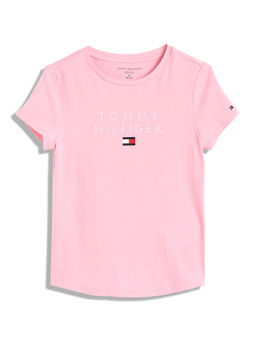 Tommy Hilfiger - Girls Pink Solid Half Sleeves T-Shirt