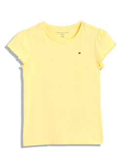 Tommy Hilfiger - Girls Yellow Solid Half Sleeves T-Shirt