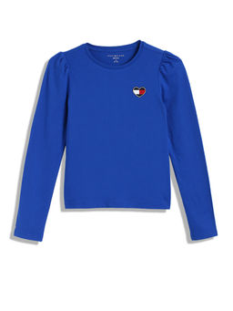 Tommy Hilfiger - Girls Blue Solid Full Sleeves T-Shirt