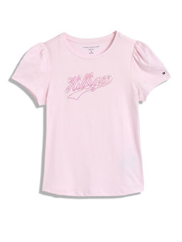 Tommy Hilfiger - Girls Pink Solid Half Sleeves T-Shirt